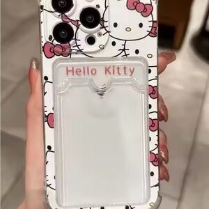 Hello Kitty IPhone Case 16 Pro- White and Pink Design/ card holder in front
